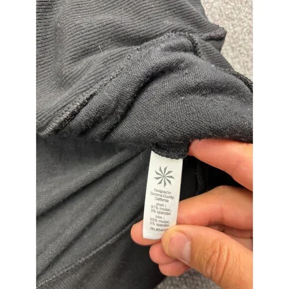 Athleta Cardigan Sweater Women's Medium Black Open Front Pockets Stretch Knit - Picture 5 of 7